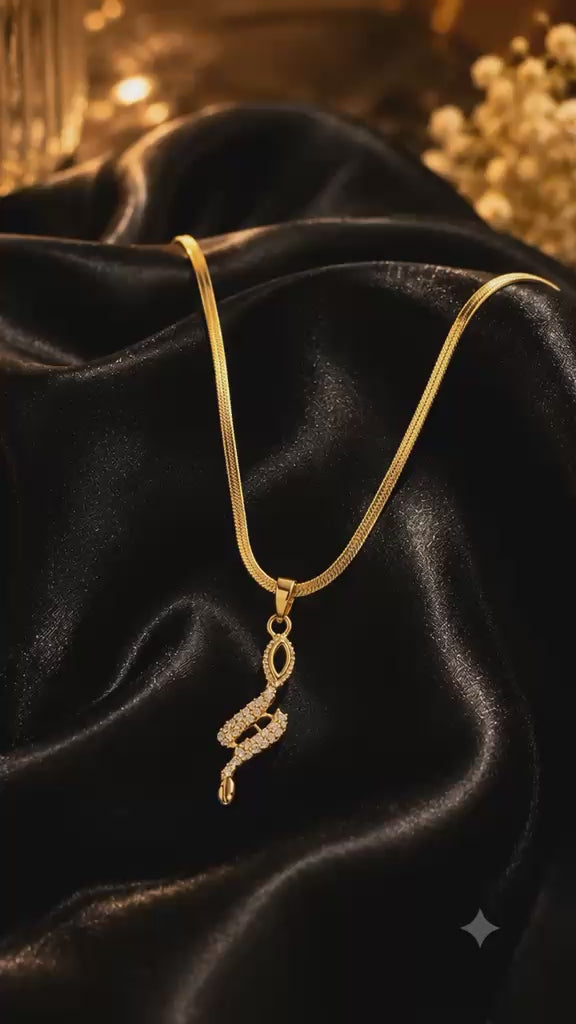 Elegant Snake Pendant Necklace for Women Gold Tone Crystal Jewelry