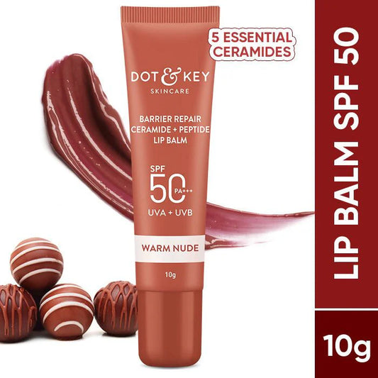 Dot & Key Barrier Repair Ceramide & Peptide SPF 50 PA+++, UVA+UVB Lip Balm - Warm Nude -10 gm