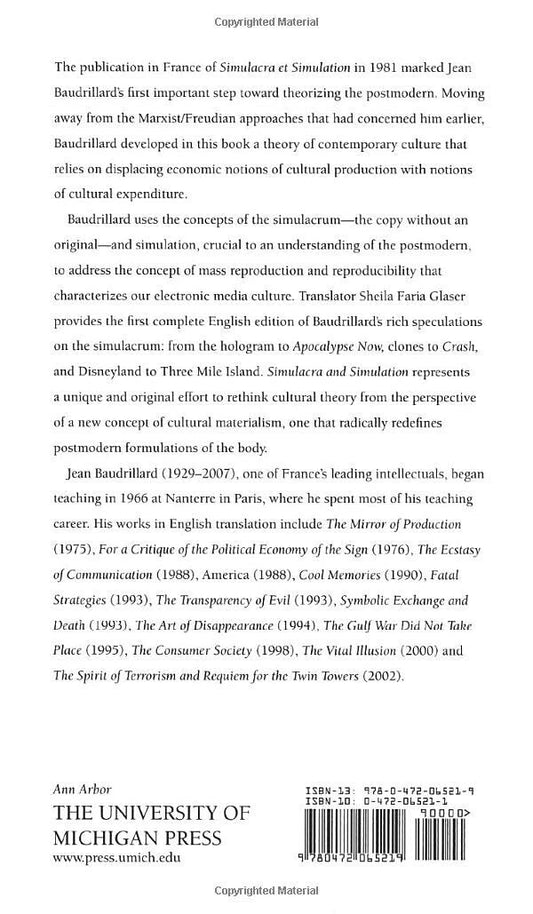 Simulacra and Simulation: Paperback – 1 January 1994