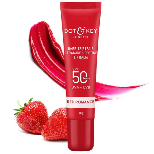 Dot & Key Barrier Repair Ceramide & Peptide SPF 50+, PA+++ Lip Balm - Red Romance -10 gm