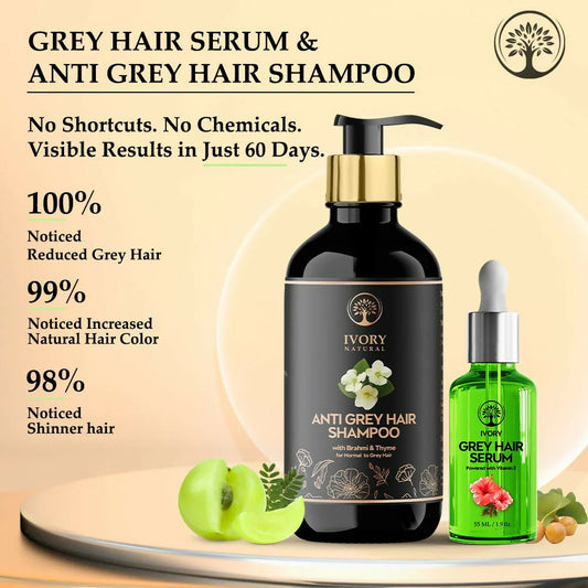 Ivory Natural Grey Hair Serum and Shampoo Combo