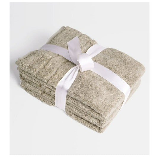 Modern Beige Bamboo Face Towel | 12 inches | Set of 3