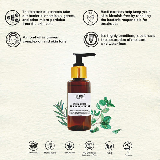 Love Eath Body Wash With Tea Tree & Tulsi - 100 ml