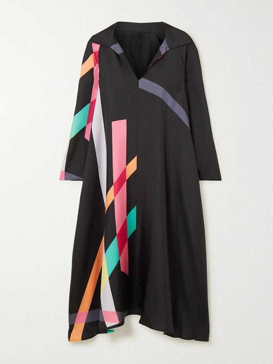 Black Fusion Soft Silk Crepe Free Size Kaftan J5619