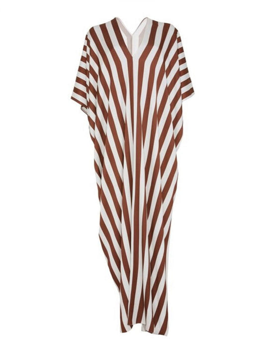 Stripes Soft Satin Silk Kaftan Dress J5624