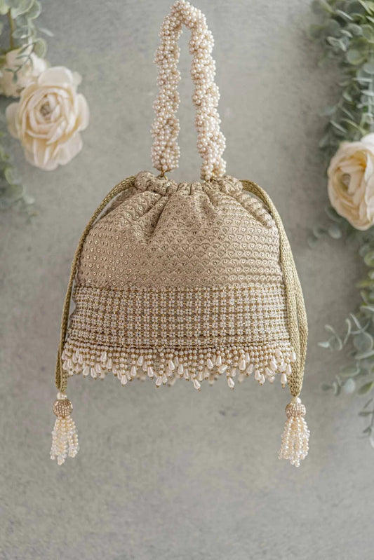 Bridal Drawstring Pouch Embroidered Georgette Potli bag