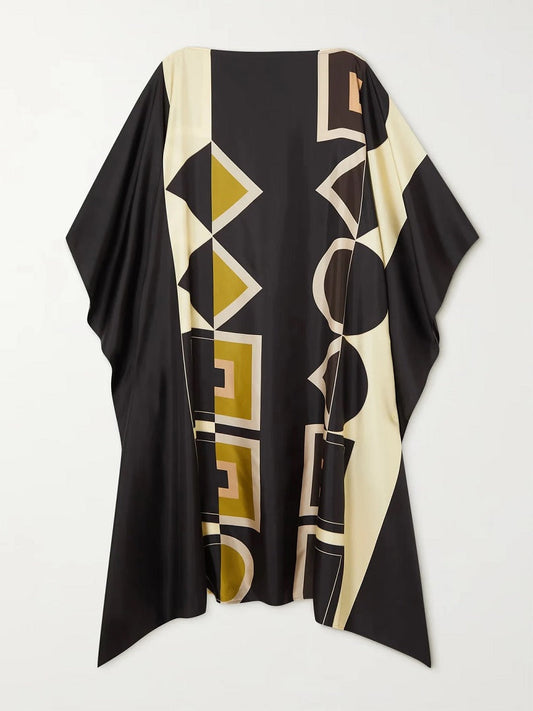 Stylish Satin Silk Printed Kaftan Dress J5788