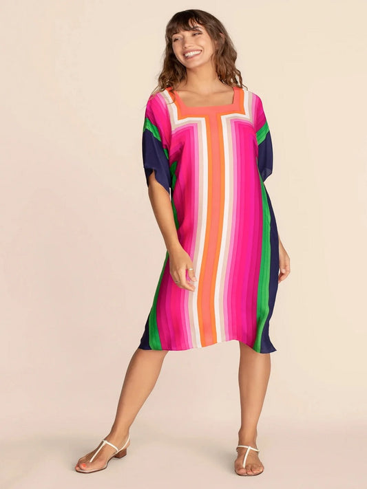 Western Short Silk Crepe Kaftan Dress J5705