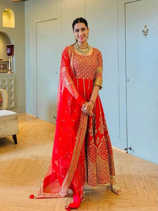 Georgette With Embroidery Sequence Zari Design Work Bridal Gown 13-MA5