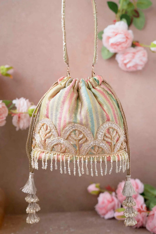 Indian Multicolor Pouch Potli Bag, Designer Bridal Potli Purse