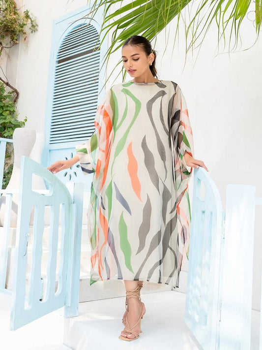 Tiger Stripes Sky Wing Georgette Kaftan J5677