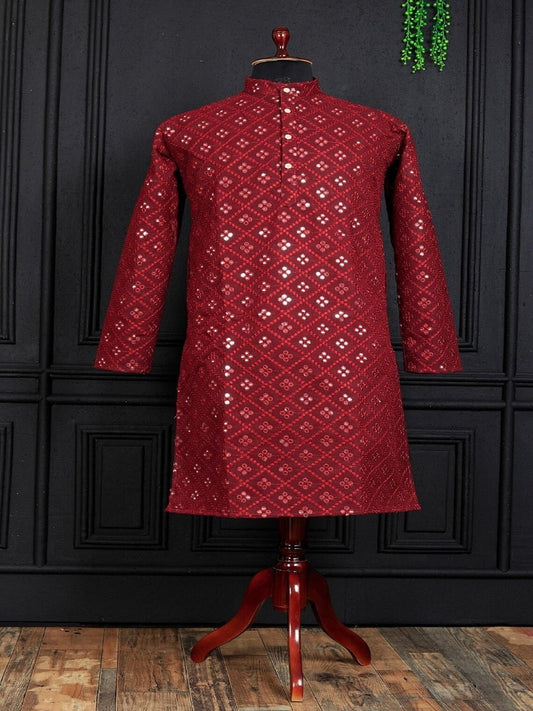 Traditional Men Banglori Silk Slub Mirror Work Only Kurta 16-SD1