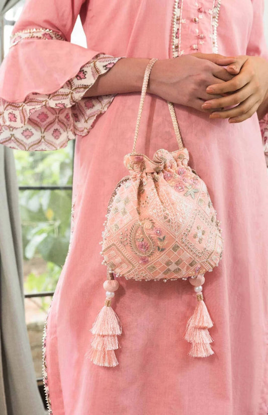 Traditional Peach Indian Potli Bag Women Handbag