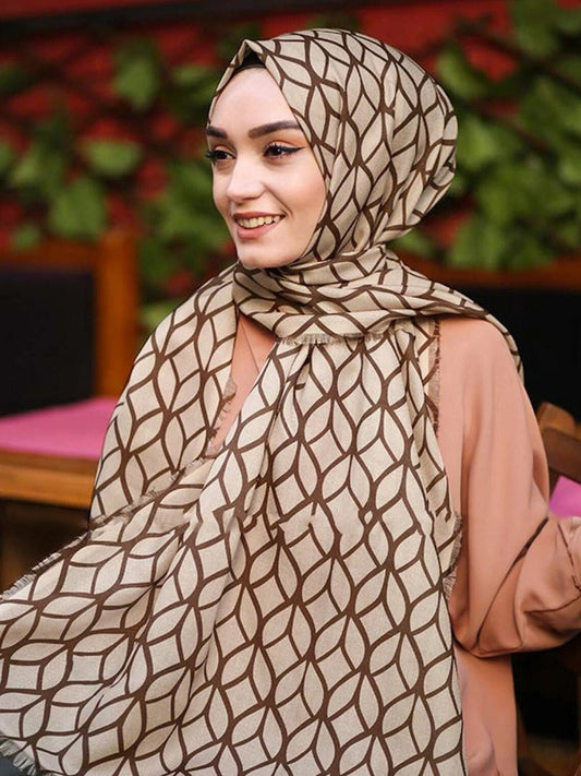 Geometric Printed Pashmina Cotton Dupatta Scarf Head Cover J5768