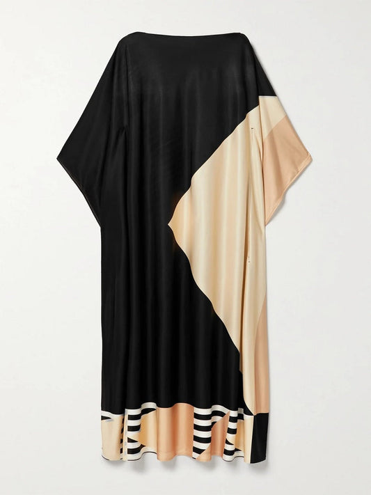 Women Long Ankle Length Satin Silk Printed Kaftan J5589