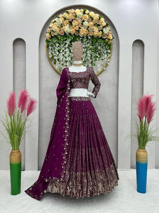 Stunning Look Georgette Sequence Work Wedding Lehenga Choli, Bridesmaid Lenghas 15-RTC2