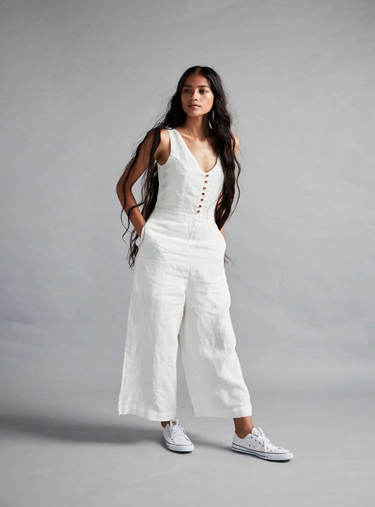 White Linen Jumpsuit