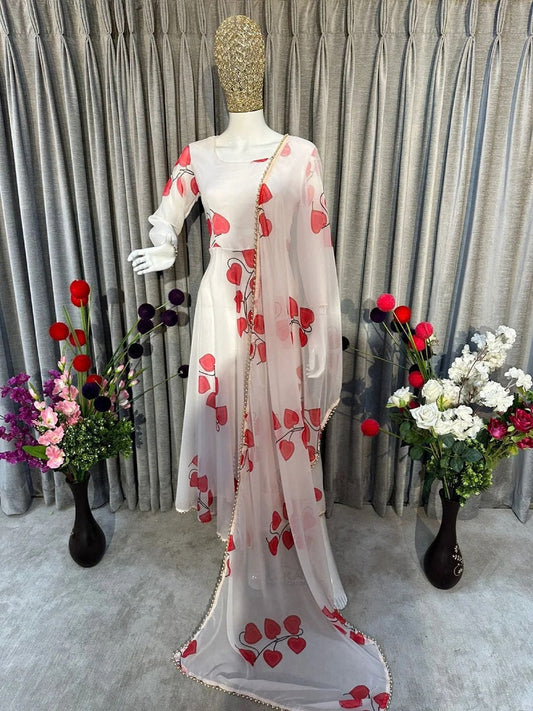 Women's Georgette Long Gown Anarkali Dress With Dupatta Party Wear Dress 13-MA1