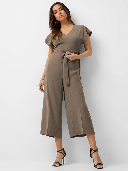 Premium Soft Nida Fabric Plain Belt Style Women Jumpsuit J5766