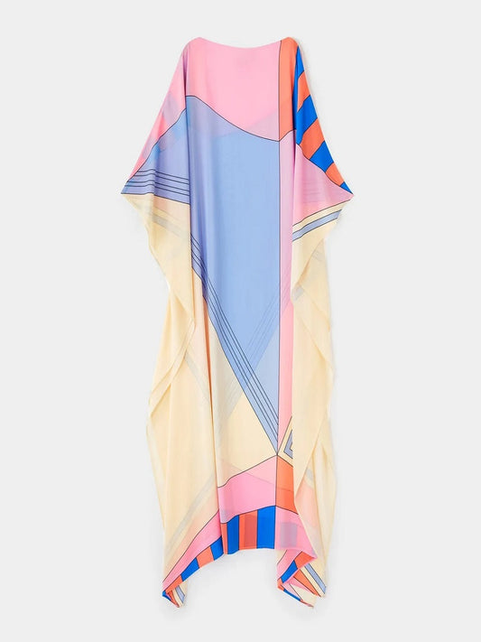 Women's Casual Wear Soft Silk Crepe Kaftan, Beach Party Wear Dress J5602