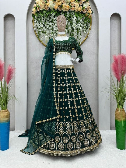 Indian Bollywood Wear Lengha Wedding Georgette Lehenga Choli & Dupatta 15-RTC4