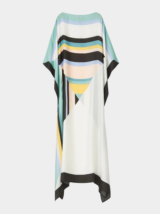 Women's Casual Wear Striped Printed Soft Silk Crepe Kaftan J5603