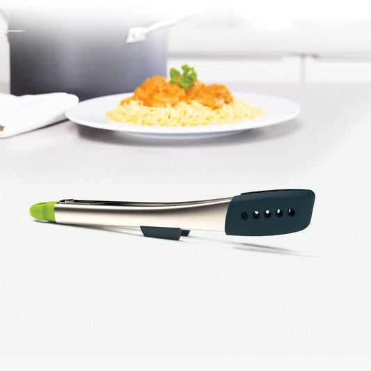 Elevate Grey Stainless Steel Tongs with Silicone Tip