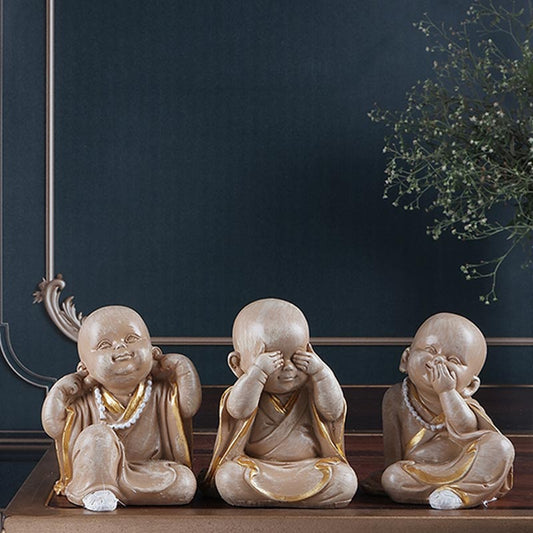 Rosalie Premium Fengshui Monk Figurine | Set Of 3