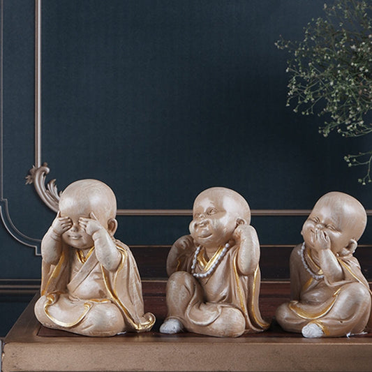 Rosalie Premium Fengshui Monk Figurine | Set Of 3