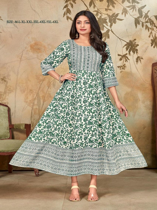 Ethnic Heavy Rayon Long Foil Print Kurtis Collection 13-SR14