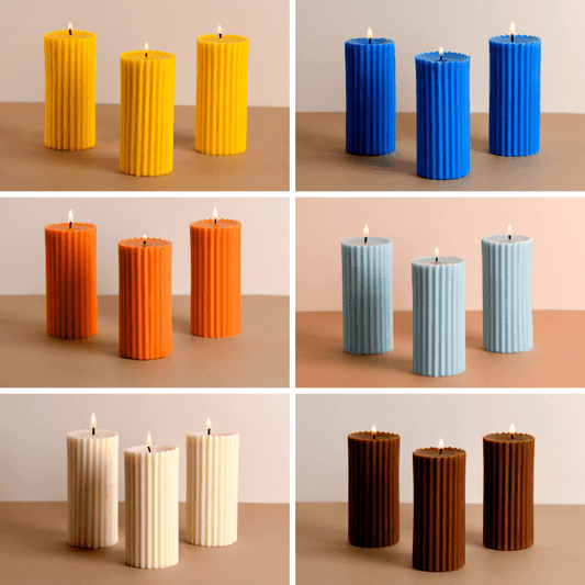 Scented Tall Pillar Candles | Same Color Set of 3