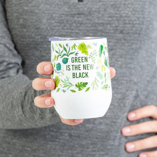 Pure Green Is The New Black White Tumbler | 350ml