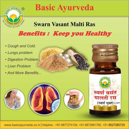 Basic Ayurveda Swarn Vasant Malti Ras (With Gold) Tablets - 30 Tablets