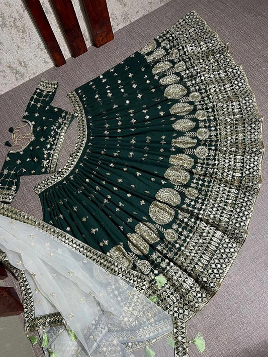 Women's Faux Georgette Wine Bridal Lehenga Choli With Dupatta LG