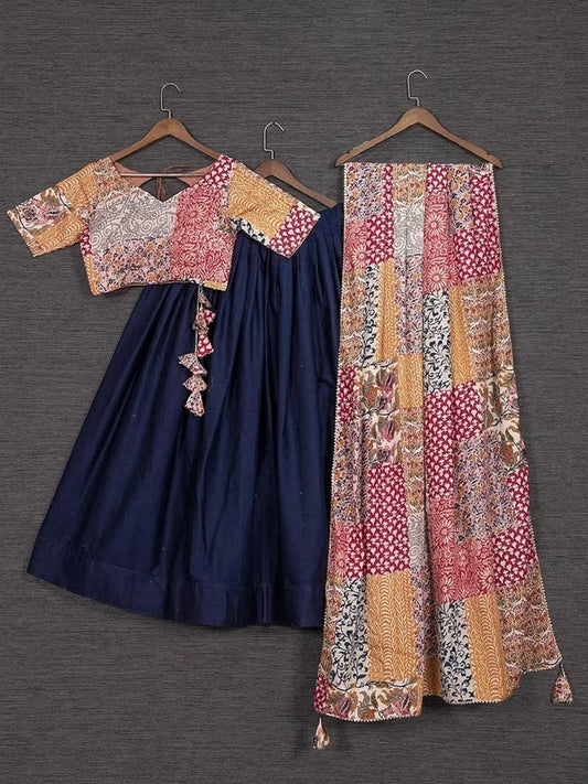 Women's Maroon Cotton Full Stitched Lehenga & Unstitched Blouse 15-SR1