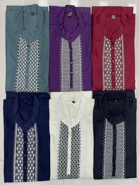 Men's Pure Cotton Embroidery Short Kurta Party Wear Kurta's 16-SR5