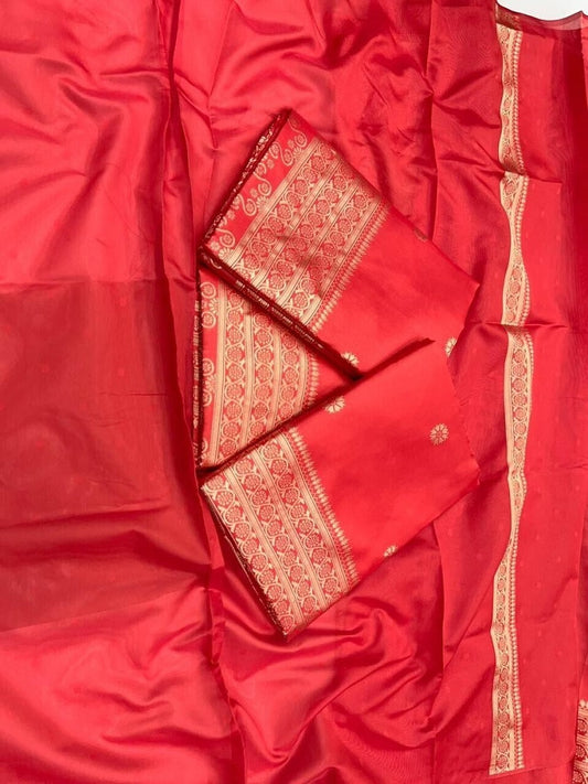 Red Color Kanjivaram Soft Lichi Silk Jacquard Work On All Over The Saree