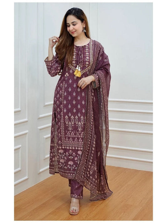 Muslin Silk Multi Color Digital Print And Embroidery Mirror Work Readymade Full Dress AK