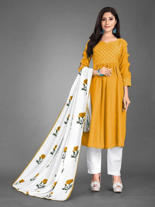 Heavy Cotton Salwar Kameez With Dupatta