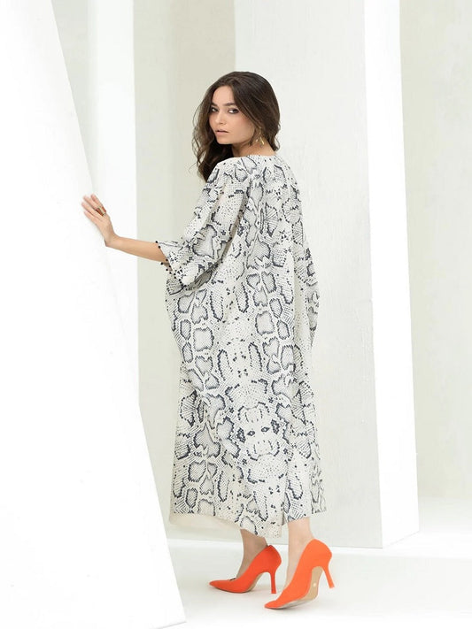 Soft Satin Silk Printed Calf Length Kaftan J5761