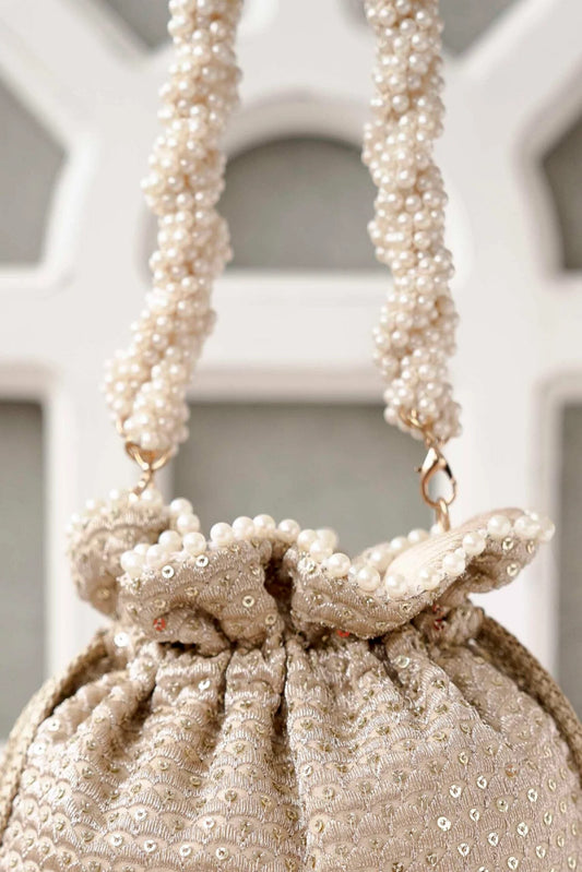 Embroidered Georgette Potli bag Bridal Wedding Bag