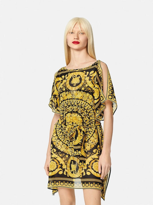 Exclusive Georgette Gold Printed Stylish Women Short Kaftan (Free Size) J5763