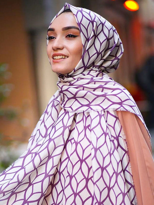 Geometric Printed Pashmina Cotton Dupatta Scarf Head Cover J5768