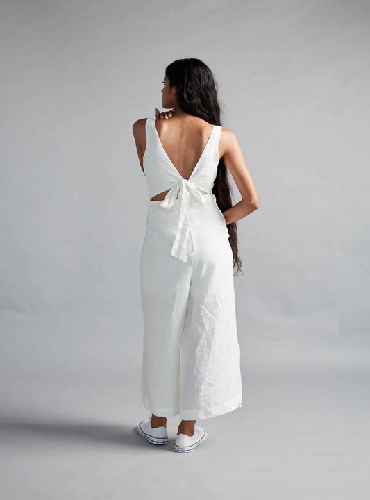 White Linen Jumpsuit
