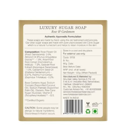 Forest Essentials Luxury Sugar Soap Rose & Cardamom