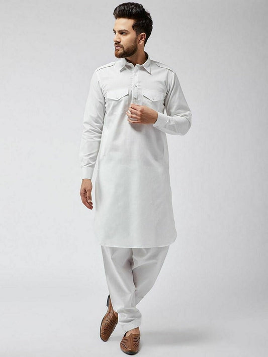 Party Wear Men Heavy Cotton Pathani Kurta Pajama IN