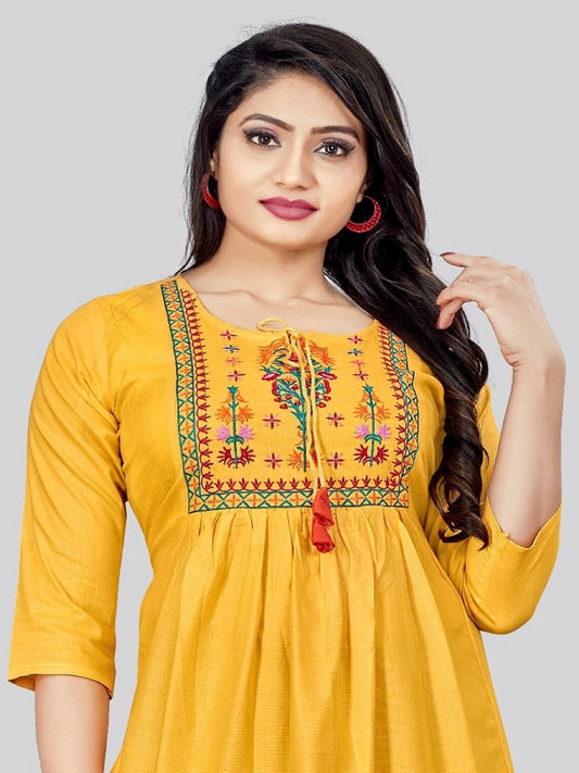 Casual Wear Heavy Rayon Embroidered Women Tunics Top SS
