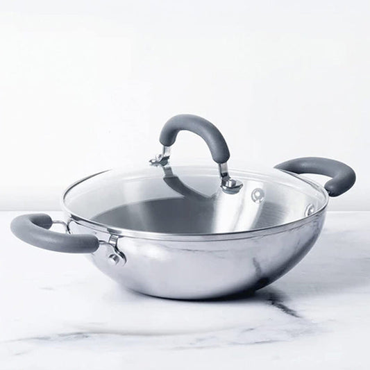 Meyer Triply Cookware Kadai/Wok With Lid | Safe For All Cooktops | 1.51 Ltr , 1.91 Ltr , 2.46 Ltr