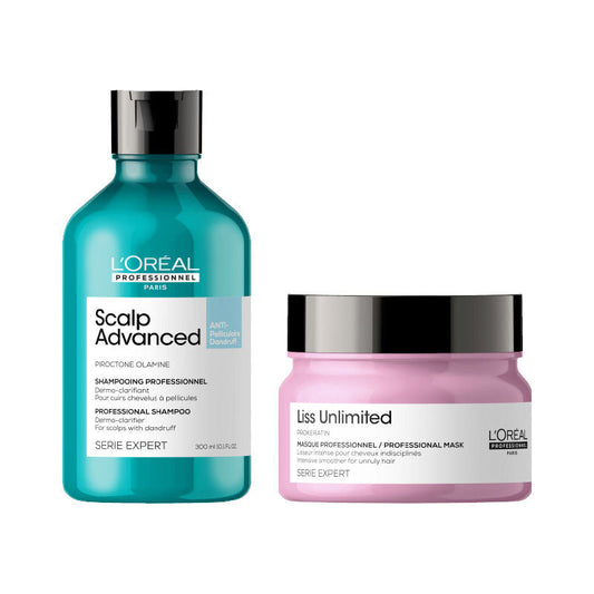 L'Oreal Professionnel Scalp Advanced Shampoo & Liss Unlimited Hair Mask Combo