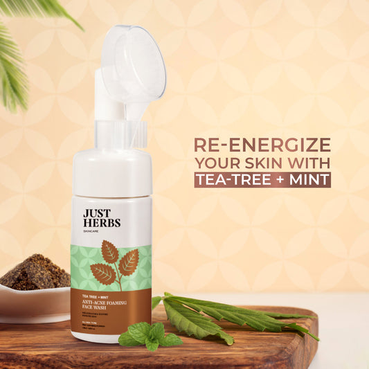 Just Herbs Anti Acne Foaming Face Wash with Tea Tree & Mint - 100 ml